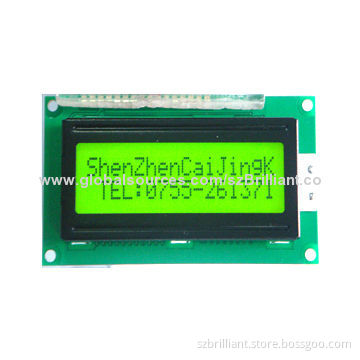 1,602-character LCD Module with LED on Side, Lower Consumption, STN Yellow GreenNew